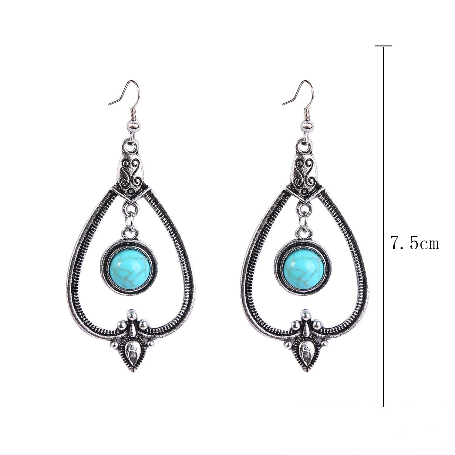 Wholesale Turquoise Vintage Bohemian Alloy Earrings